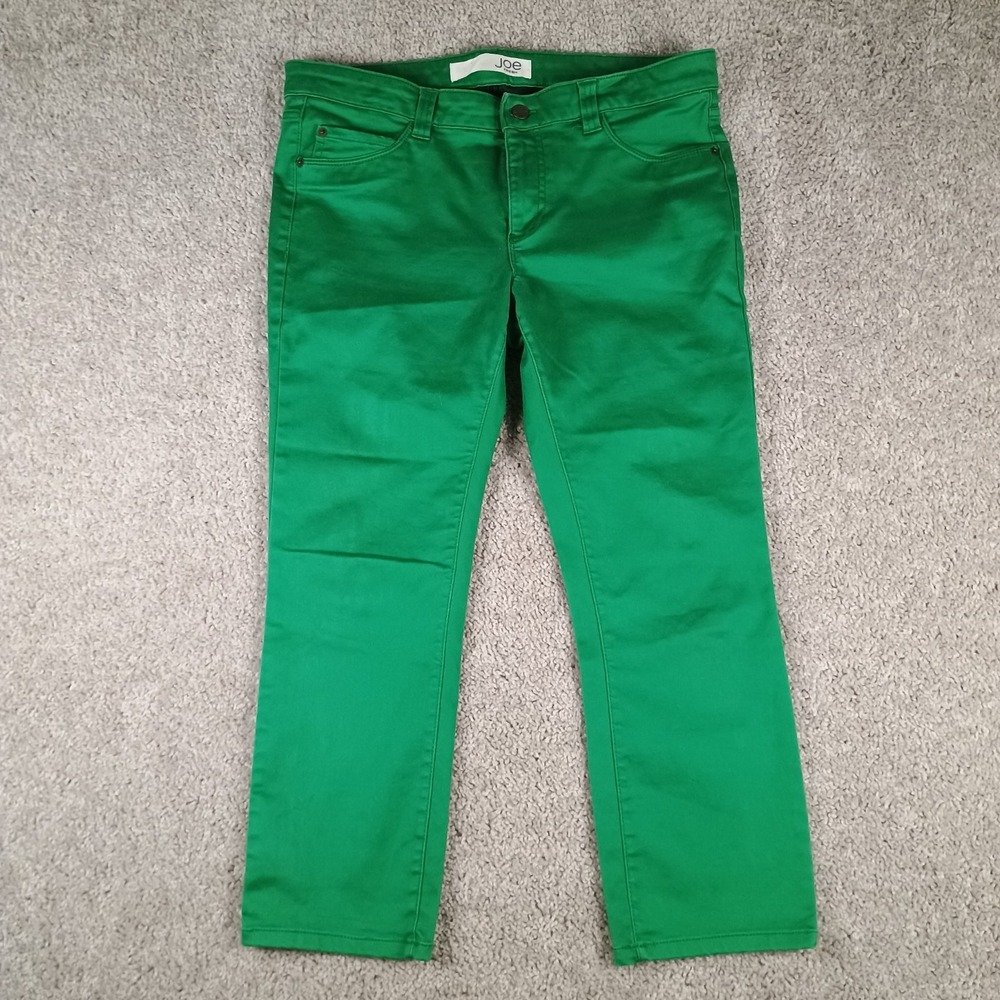 Joe Fresh Green Slim Stretch Jeans Womens 12 Skinny Pants Kelly Green Preppy
